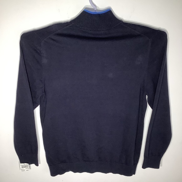 French Connection Mens Long Sleeve‎ Knit Sweater 1/4 Zip Dark Blue Sz XXL NWT - Picture 3 of 5